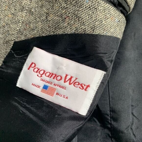 Pagano West 46l Gray Western Vintage Blazer 3 Button 1 Vent Wool USA - Picture 3 of 4